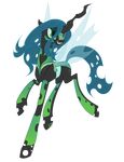  armor black_body blue_hair changeling equine fangs female feral friendship_is_magic fur green_eyes hair horn horse long_hair mammal my_little_pony open_mouth plain_background pony pose queen_chrysalis_(mlp) smile solo teeth thefabulousfanboy tongue transparent_background winged_unicorn wings 
