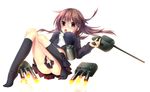  ass blush brown_hair fumizuki_(kancolle) kantai_collection kneehighs seifuku skirt usagi_ink 