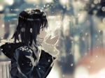  black_eyes black_hair bob_(biyonbiyon) close original snow winter 