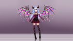  aqua_eyes aqua_hair boots choker demon horns necklace omocha-san original photoshop thighhighs wings 