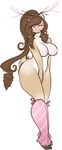  antlers big_breasts blush breasts brown_eyes brown_fur brown_hair cervine deer female freckles fur hair hooves horn long_hair mammal nipples pink_nipples puffy_nipples smile spots standing tehbuttercookie white_fur wide_hips 