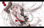  animal_ears blood cat_ears cat_tail detached_sleeves fang hatsune_miku headphones letterboxed long_hair necktie red_eyes silver_hair skirt solo tail thighhighs toki_(toki-master) twintails very_long_hair vocaloid 
