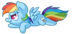  blue_fur cutie_mark equine female feral friendship_is_magic fur hair horse long_hair looking_back mammal multi-colored_hair my_little_pony pegasus plain_background pony purple_eyes rainbow_dash_(mlp) rainbow_hair smile solo transparent_background wings zoiby 