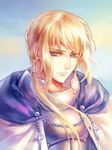  armor bedivere blonde_hair blue_eyes cape fate/stay_night fate_(series) kanmuri_(hanyifan30338) long_hair male_focus purple_eyes solo twintails 