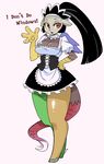  breasts butt claws cleavage clothed clothing crossgender discord_(mlp) draconequus english_text female friendship_is_magic hair hi_res hooves horn hybrid invalid_tag looking_at_viewer maid maid_uniform my_little_pony red_eyes shepherd0821 solo talons text toe_claws wings 