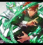  earrings gakuran hierophant_green ishiima_shiro jewelry jojo_no_kimyou_na_bouken kakyouin_noriaki multiple_boys red_eyes red_hair school_uniform stand_(jojo) stardust_crusaders tentacles 