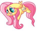  cutie_mark equine female feral fluttershy_(mlp) friendship_is_magic frown fur green_eyes hair horse long_hair looking_back mammal my_little_pony open_mouth pegasus pink_hair plain_background pony solo teeth transparent_background wings yellow_fur zoiby 