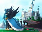  &lt;3 cape castle cloud equine female friendship_is_magic grass green_eyes green_hair hair horn horse house jewelry long_hair mammal my_little_pony necklace outside pony queen_chrysalis_(mlp) sky solo straight_hair tree winged_unicorn wings yula568 