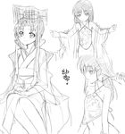  androgynous blush chinese_clothes crown dragon dudou eastern_dragon greyscale hanfu long_hair male_focus mian_guan monochrome navel o-mars original otoko_no_ko simple_background sitting sketch solo_focus translated white_background 