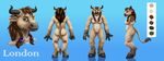  bovine cattle female horn london looking_at_viewer mammal minotaur model_sheet plain_background tauren video_games warcraft world_of_warcraft 