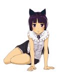  animal_ears arm_support black_hair cat_ears frills gokou_ruri highres long_hair ore_no_imouto_ga_konna_ni_kawaii_wake_ga_nai purple_eyes rai32019 