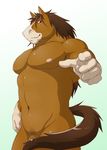  biceps brown_eyes brown_fur brown_hair convenient_censorship equine flaccid fur gradient_background grin hair horse looking_at_viewer male mammal manya markings muscles naughty_face nipples nude pecs penis plain_background pointing_at_viewer pose pubes smile socks_(marking) solo standing vein white_background 