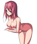  breasts cleavage large_breasts long_hair nipples nude original pink_hair saiste simple_background solo thigh_gap white_background 