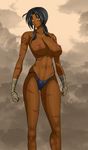  black_hair breasts dark_skin highres large_breasts nipples original scar scars supernova_(artist) yellow_eyes 