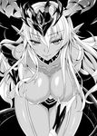  breasts cleavage demon_girl demon_wings greyscale hera_(p&amp;d) horns huge_breasts jewelry monochrome mushi024 pointy_ears puzzle_&amp;_dragons solo tail wings 