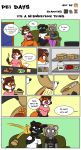  anthro canid canine canis clothed clothing comic dialogue digital_media_(artwork) domestic_dog english_text female food fur group hair humor mammal open_mouth pei_days popcorn sherri_mayim sofa technicolor_pie technicolorpie text tongue 