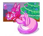  bow butt canine christmas christmas_tree female fireplace fox fur gift headband holidays legwear mammal pink_fur ribbons sif stockings tree 