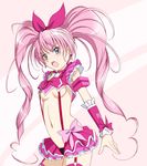  :o adapted_costume amraam120c blue_eyes bow braid brooch choker cure_melody frills hair_bow houjou_hibiki jewelry kill_la_kill koshimizu_ami long_hair magical_girl midriff navel pink_bow pink_choker pink_hair precure revealing_clothes seiyuu_connection skirt solo suite_precure suspenders twintails white_background wrist_cuffs 