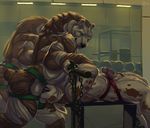  anthro balls bear biceps big_muscles big_penis black_penis brown_fur bruin butt canine chain deep_throat dog domination duo erection eyes_closed face_mounting facefuck fellatio forced forced_oral fur gay green_eyes grin gym humanoid_penis inside iotran jock jockstrap leaking looking_at_viewer lying male mammal muscles on_back oral oral_sex penis polar_bear precum presenting room rrowdybeast sex sheath smile standing submissive sucking throat_swabbing topless underwear vein white_fur wolf zerostar 
