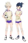  bad_id bad_pixiv_id ball blue_hair buruma crossed_arms hakuryuu_(inazuma_eleven) halilmyo inazuma_eleven_(series) inazuma_eleven_go long_hair male_focus multicolored_hair multiple_boys ponytail red_eyes simple_background soccer_ball standing telstar tsurugi_kyousuke two-tone_hair white_background yellow_eyes 