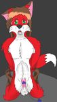  2013 anthro balls canine cum erection fox hair long_hair male nude open_mouth penis plain_background 