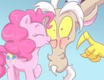  antler antlers blush couple discord_(mlp) draconequus duo equine eyes_closed fangs female feujenny07 friendship_is_magic hair horn horse kissing male mammal my_little_pony pink_hair pinkie_pie_(mlp) pony red_eyes surprise white_hair 