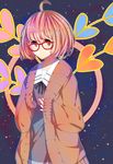  1girl absurdres glasses highres kuriyama_mirai kyoukai_no_kanata looking_at_viewer smile solo sweater 