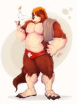  canine chubby dog lifeguard male mammal musclegut muscles overweight saint_bernard solo speedo swimsuit towel vetrowolf 