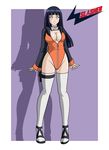  absurdres adapted_costume alternate_costume black_hair breasts cleavage high_heels highleg highleg_leotard highres hyuuga_hinata legs leotard long_hair naruto ninja sandals shoes thighhighs thong_leotard vector_trace wslasher 