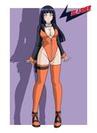  absurdres adapted_costume alternate_costume black_hair breasts cleavage high_heels highleg highleg_leotard highres hyuuga_hinata legs leotard long_hair naruto ninja sandals shoes thighhighs thong_leotard vector_trace wslasher 