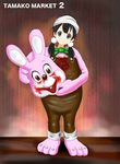  animal_costume b_(papiopine) bad_id bad_pixiv_id bandana black_hair blood blue_eyes bunny_costume cosplay kitashirakawa_tamako long_hair mascot robbie_the_rabbit robbie_the_rabbit_(cosplay) silent_hill silent_hill_3 tamako_market twintails 