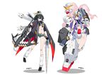  absurdres aqua_eyes black_hair bow_(weapon) breasts cape crossbone_gundam crossbone_gundam_x-1 crossbow gundam gundam_00 gundam_nadleeh gundam_virtue highres kumoi_ichirin long_hair mecha_musume medium_breasts multiple_girls murasa_minamitsu nanaya777 purple_eyes purple_hair short_hair sword touhou unzan weapon 