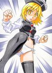  black_legwear blonde_hair commentary_request hat kawachi_koorogi lunasa_prismriver marker_(medium) no_pants open_mouth panties short_hair solo thighhighs touhou traditional_media underwear white_panties yellow_eyes 