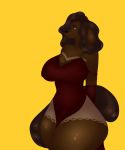  breasts canid canine canis cheek_piercing clothing dark domestic_dog dress female gloves icedlattensfw_(artist) invalid_color invalid_tag mammal mocha piercing thick_thighs 