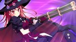  1girl cape game_cg gloves gun hat hinomiya_ayari ko~cha long_hair red_eyes red_hair solo very_long_hair weapon witch&#039;s_garden witch's_garden witch_hat 