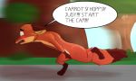  2019 anthro blush canid canine covering dipstick_ears disney drjoshfox embarrassed fox fur male mammal nick_wilde nude running solo speech_bubble text zootopia 