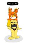  2013 anthro anthrofied big_breasts blush breasts canine collar cute female fennec fennekin fox fur hair long_hair nintendo open_mouth plain_background pok&eacute;mon skimpy solo standing video_games white_background yellow_fur 