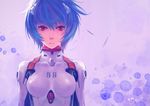  ayanami_rei blue_hair bodysuit neon_genesis_evangelion red_eyes short_hair signed skintight tyc001x 