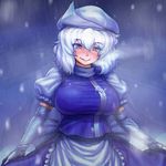  :p blue_hair blush breasts breath curtsey dudufedu elbow_gloves eyebrows_visible_through_hair gloves hat huge_breasts letty_whiterock looking_at_viewer md5_mismatch naughty_face puffy_short_sleeves puffy_sleeves short_hair short_sleeves smile snow solo tongue tongue_out touhou white_gloves white_hair 