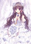  :d bad_id bad_pixiv_id bare_shoulders bouquet breasts bridal_veil bride brooch brown_hair dress elbow_gloves flower gem gloves hair_tubes hakurei_reimu jewelry long_hair medium_breasts mikazuki_sara open_mouth pendant red_eyes smile solo touhou veil wedding_dress 