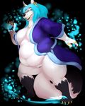  anthro breasts canine chubby ear_piercing female mammal obese overweight piercing pussy ring solo thick_thighs thunper wolf 