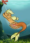  applejack_(mlp) areola breasts cutie_mark equine erect_nipples female friendship_is_magic horse killryde mammal mermaid my_little_pony nipples pony sleeping solo teats underwater water 