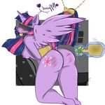  anthro anthrofied arnachy ball_gag bdsm blindfold blush bondage bound breasts butt cutie_mark equine female feral friendship_is_magic fur gag hair horn horse mammal multi-colored_hair my_little_pony nipples pony purple_fur solo spanking spread_legs spreading twilight_sparkle_(mlp) wing_boner winged_unicorn wings 