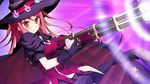  1girl cape game_cg gloves gun hat hinomiya_ayari ko~cha long_hair red_eyes red_hair solo very_long_hair weapon witch&#039;s_garden witch's_garden witch_hat 