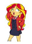  clothed clothing equestria_girls equine female green_eyes hair human humanized long_hair mammal my_little_pony open_mouth plain_background red_hair school_uniform siansaar skirt smile solo standing sunset_shimmer_(eg) two_tone_hair 