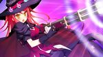  1girl cape game_cg gloves gun hat hinomiya_ayari ko~cha long_hair red_hair solo very_long_hair weapon witch&#039;s_garden witch's_garden witch_hat yellow_eyes 