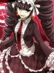  amamiya_hisui bad_id bad_pixiv_id black_hair bonnet celestia_ludenberck danganronpa danganronpa_1 drill_hair earrings gothic_lolita jewelry lolita_fashion long_hair necktie red_eyes smile solo twin_drills twintails 