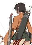  arrow bow_(weapon) brown_hair from_behind hiryuu_(kantai_collection) japanese_clothes kantai_collection ningen_(ningen96) quill quiver short_hair solo weapon 