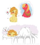  bed big_macintosh_(mlp) blonde_hair blush braeburn_(mlp) dialog english_text equine fantasizing fantasy feral freckles friendship_is_magic gay hair hasana-chan horse male mammal masturbation my_little_pony pony solo stated_homosexuality sweat text 