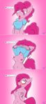 anthro anthrofied blue_eyes blush breasts clothing dialog english_text equine female friendship_is_magic hair half-closed_eyes horse mammal my_little_pony nipples pink_hair pinkie_pie_(mlp) pony solo text topless tunderi undressing 